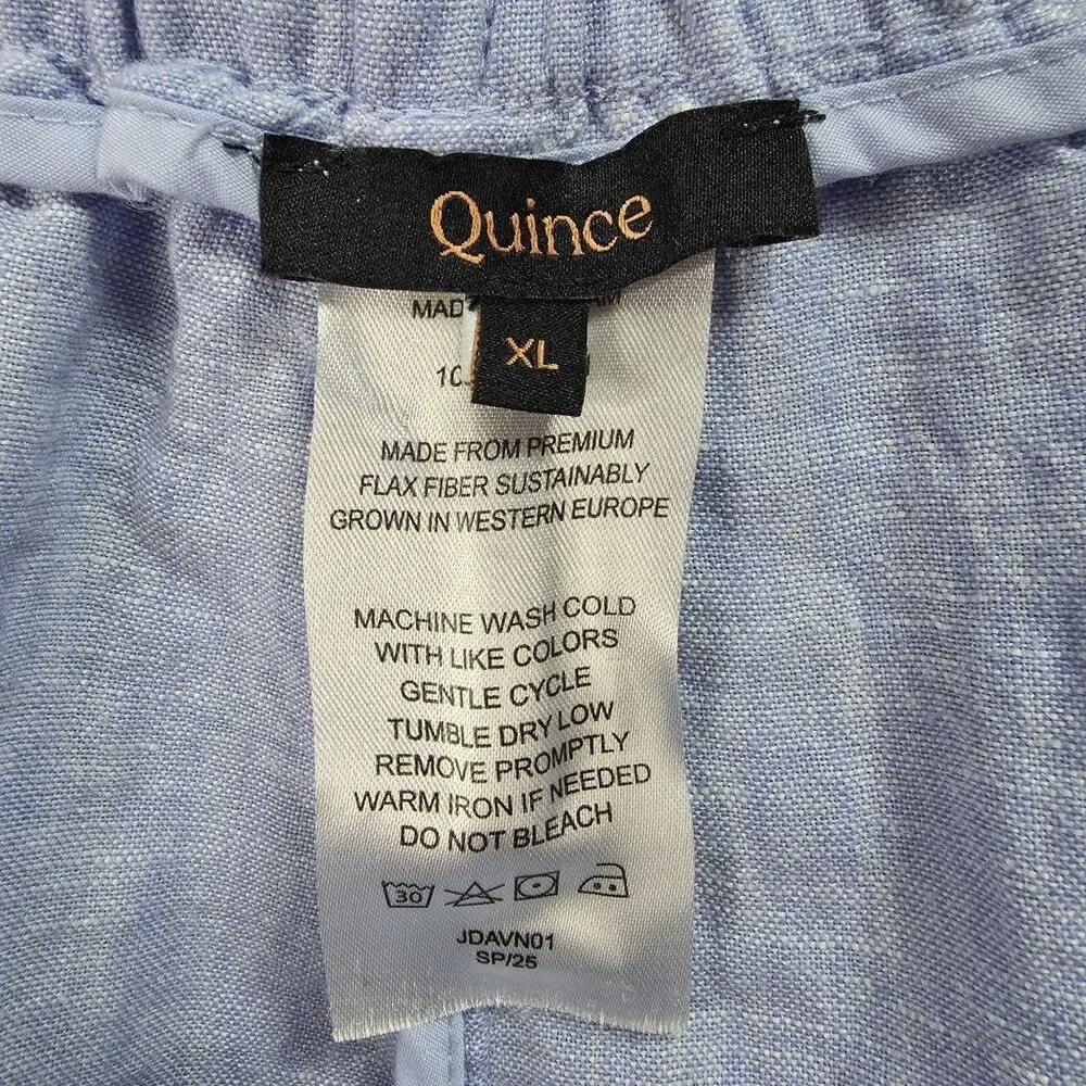 Quince European Linen Pants Womens French Blue 100% Linen XL Coastal Grandmother